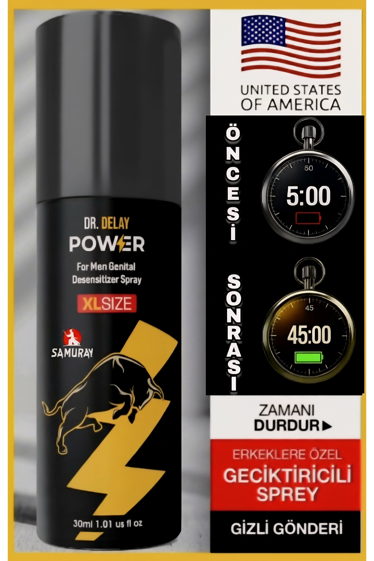 SAMURAY America'dan İthal Erkeklere Özel Ekstra Etkili Geciktiricili Spey Özel Set - Görsel 2