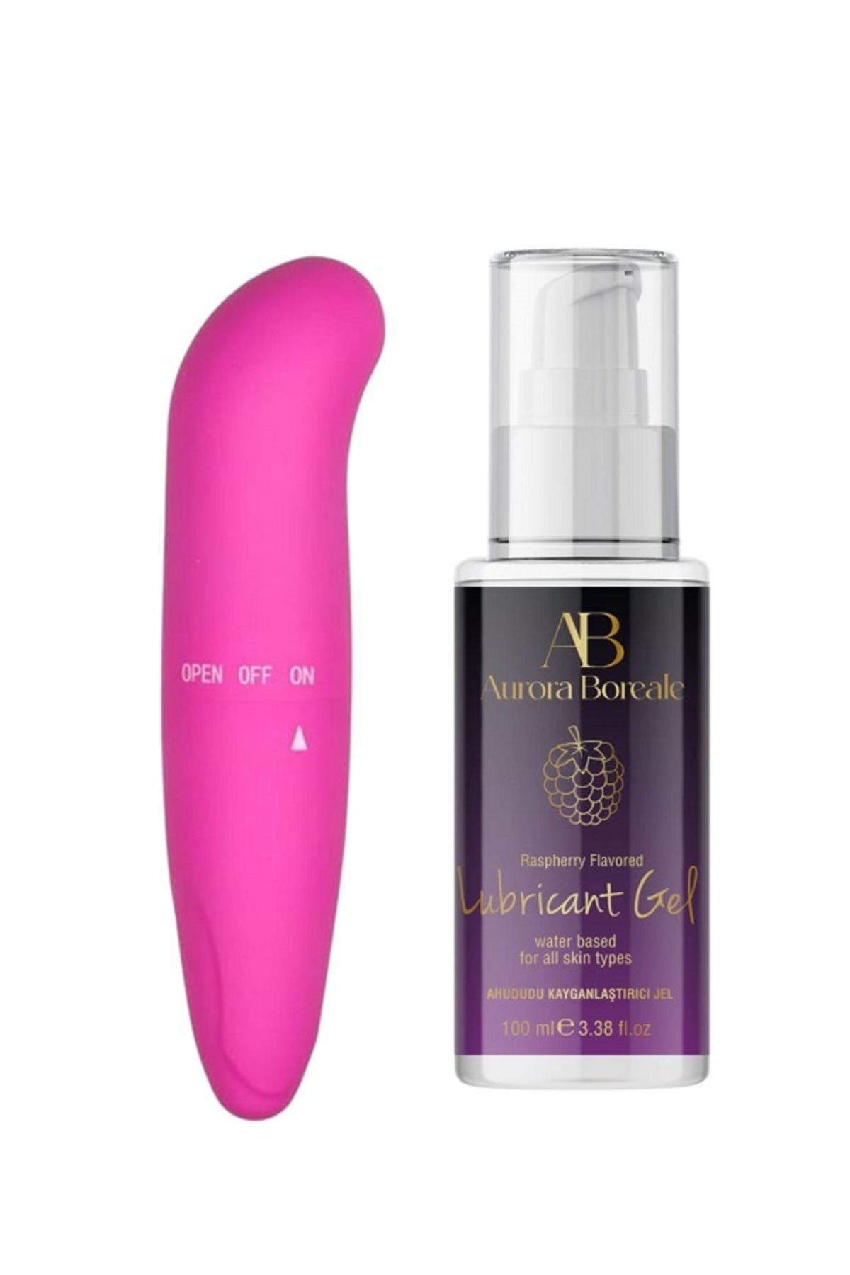 AuroraBoreale Ahududu 100 Ml Kayganlaştırıcı Jel ve Vibratör seti