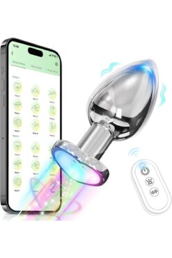 Lolita Shop 10 Mod Titreşim Led Işıklı Telefon Kontrollü Uzaktan Kumandalı 8,5 Cm Metal Anal Plug Tıkaç Vibratör