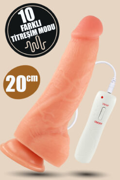 FEMSTAR Kalın ve Güçlü Titreşimli Vibratör 20 cm Vantuzlu Büyük Yapay Penis Suni Realistik Vibratörlü Dildo
