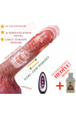 Loveross 21CM Uzaktan Kumandalı | İleri - Geri Hareket | Isıtmalı | Titreşim | Pro Damarlı Dildo Vibratör V3