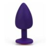 Lolita Shop Mor Silikon Dokuda Renkli Taşlı 9,5 cm Açıcı Özellikli Anal Plug Ve Tıkaç
