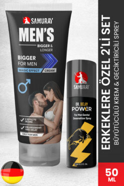 SAMURAY ATEŞLİ GECELERE UYGUN BÜYÜTMEYE YARDIMCI KREM+GECİKTİRİCİLİ SPREY