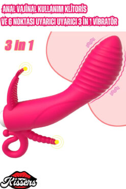 Kissers Anal Vajinal Kullanım G Noktası Klitoris Uyarıcılı 3'ü 1 Arada Titreşimli Vibratör