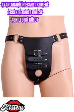 Kissers Bsdm Ayarlanabilir Esaret Kemeri Erkek Bekaret Kafesi Askılı Deri Külot Fantezi Penis Kilidi