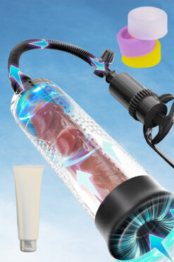 Rabixy Premium Penis Pompası Seti - Pompa - 3 Farklı Boy Yedek Başlık Kayganlaştırıcı