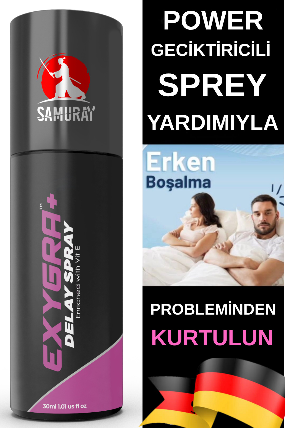 SAMURAY ALMANYA PATENTLİ YENİ FORMÜLLE GECELERİN VAZGEÇİLMEZ GECİKTİRİCİLİ SPREYİ