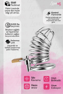 LoveXO Paslanmaz Çelik Penis Kilidi - Penis Kafesi Bekaret Kilidi