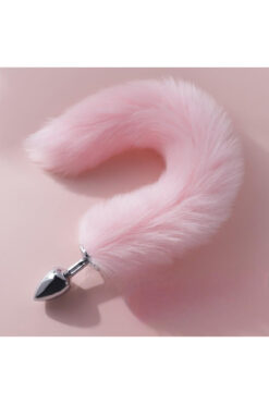 Vibratoy Metal Anal Plug Pembe Kuyruklu Anal Tıpa Modeli,Pink Fox Tail Anal Plug