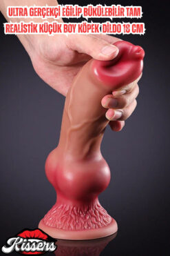 Kissers Ultra Gerçekçi Eğilip Bükülebilir Tam Realistik Küçük Boy Köpek Dildo 18 Cm