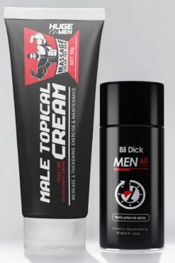HUGE MEN Güç ve Uzun Süreli Etki için 50ml Büyütücülü Krem ve 45ml Geciktirmeye Yardımcı Sprey