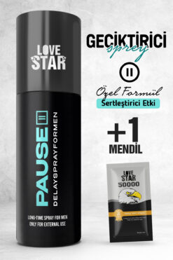 Love Star Durdur! Geciktiricili Sprey Avrupa'dan İthal ve 1 Adet Tek Kullanımlık Mendil Geciktiricili Set