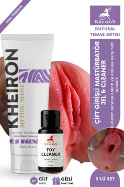 kheiron Mini su bazlı jel 50 ml + anal vajinal mastürbatör + toy cleaner 30 ml – 3’lü premium set