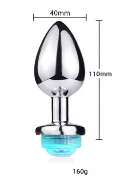 Lustlove 18+ BÜYÜK BOY Anal Plug, Anal Tıkaç, Anal Tıpa– Pürüzsüz Metal Malzeme, Işıklı Kumandalı