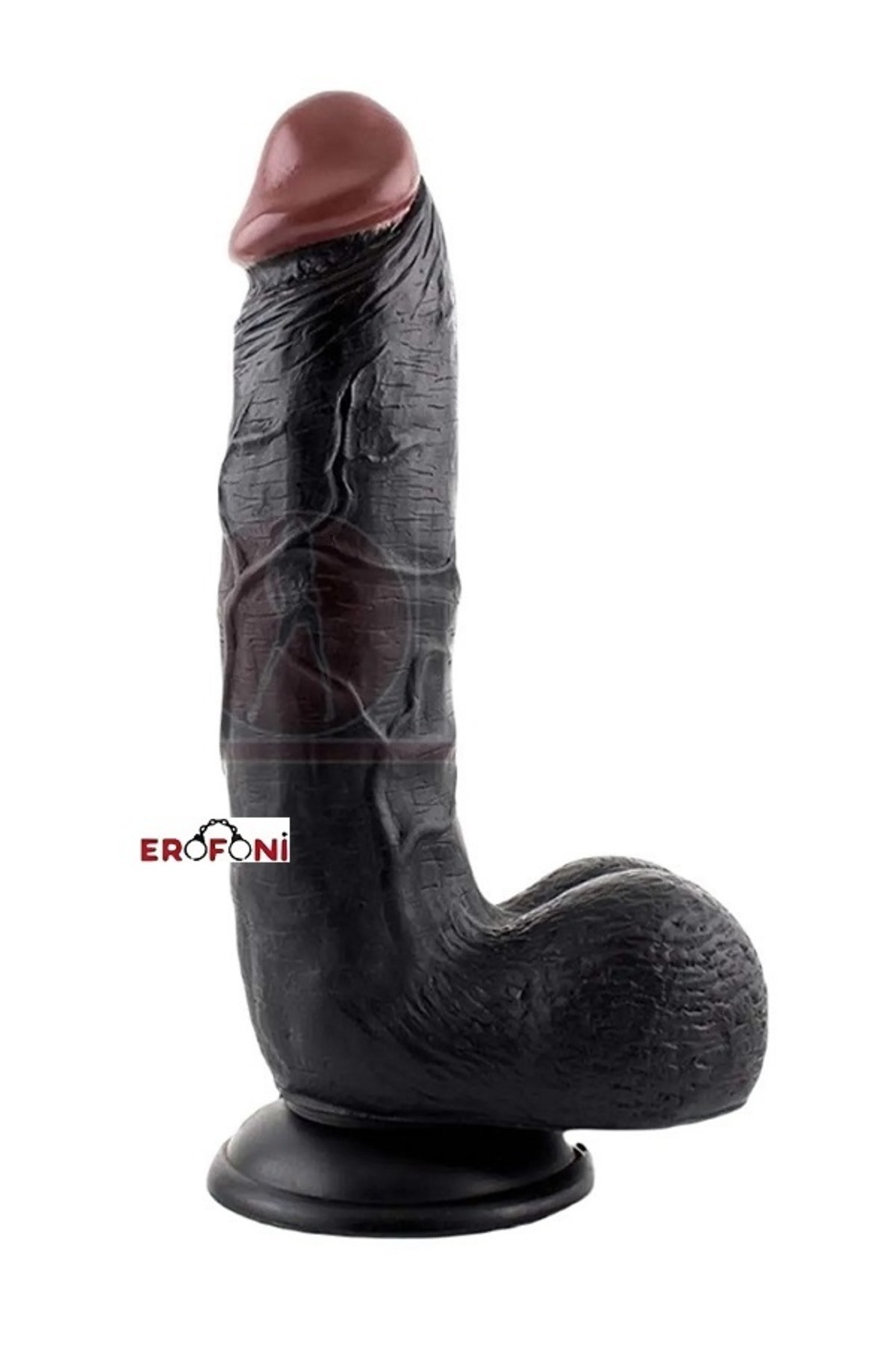 Erofoni Yeni Nesil 24 Cm Süper Gerçekçi Erofoni Vantuzlu Siyah Zenci Kalın Ultra Realistik Dildo Penis