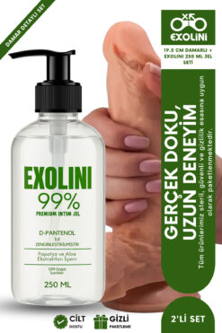 EXOLİNİ kayganlaştırıcı jel 250 ml + 19.5 cm damar detaylı model – gerçek doku, uzun deneyim