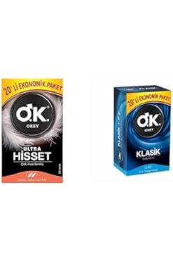 Qedii Okey Ultra Hisset Çok İnce Formlu Ekonomik Paket Prezervatif (1 X 20 Adet) + Okey Klasik Kolay Takı