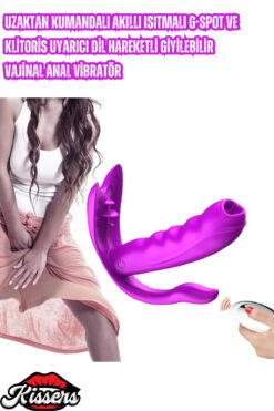 Kissers Uzaktan Kumandalı Giyilebilir G Noktası Klitoris Uyarıcılı Isıtmalı Dil Ve Titreşimli Vibratör