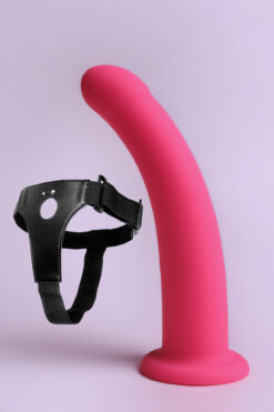 FEMSTAR Yüksek Kalite Silikon 15 cm Kemerli Dildo Pürüzsüz Dokulu Anal ve Vajinal Pembe Strapon