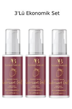 AuroraBoreale A- Kalite Çilek Aromalı Su Bazlı Kayganlaştırıcı Jel 300 ml. 3'lü Set