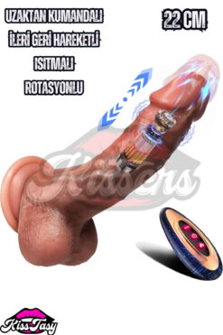 shaggerz Uzaktan Kumandalı Isıtmalı İleri Geri Hareketli Rotasyonlu Realistik Penis Vibratör Dildo 22 Cm