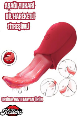 Kissers Aşağı Yukarı Dil Hareketli Titreşimli G Noktası Ve Klitoris Uyarıcılı Lüks Vibratör