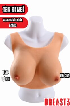 Kissers Realistik Büyük Boy Askılı Yeni Model Giyilebilir Ten Rengi Yapay Göğüs 85 Cm