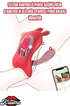 Kissers Telefon Kontrollü Şarjlı Taşınabilir G Noktası Ve Vajina Uyarıcı Penis Halkası Tavşan Vibratör