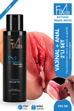 FixCla Natural su bazlı kayganlaştırıcı jel 150 ml + anal vajinal çift girişli mastürbatör 350 g set