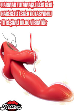 Kissers Parmak Tutamaçlı İleri Geri Hareketli Esnek Rotasyonlu Dudak Titreşimli Dildo Vibratör