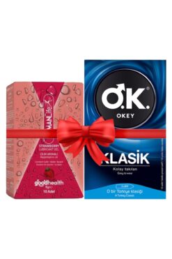 ASFSTORE Okey Prezervatif Klasik 10'lu + HumanLife 5 gr X 10 Çilek Aromalı Kayganlaştırıcı Jel Lubri