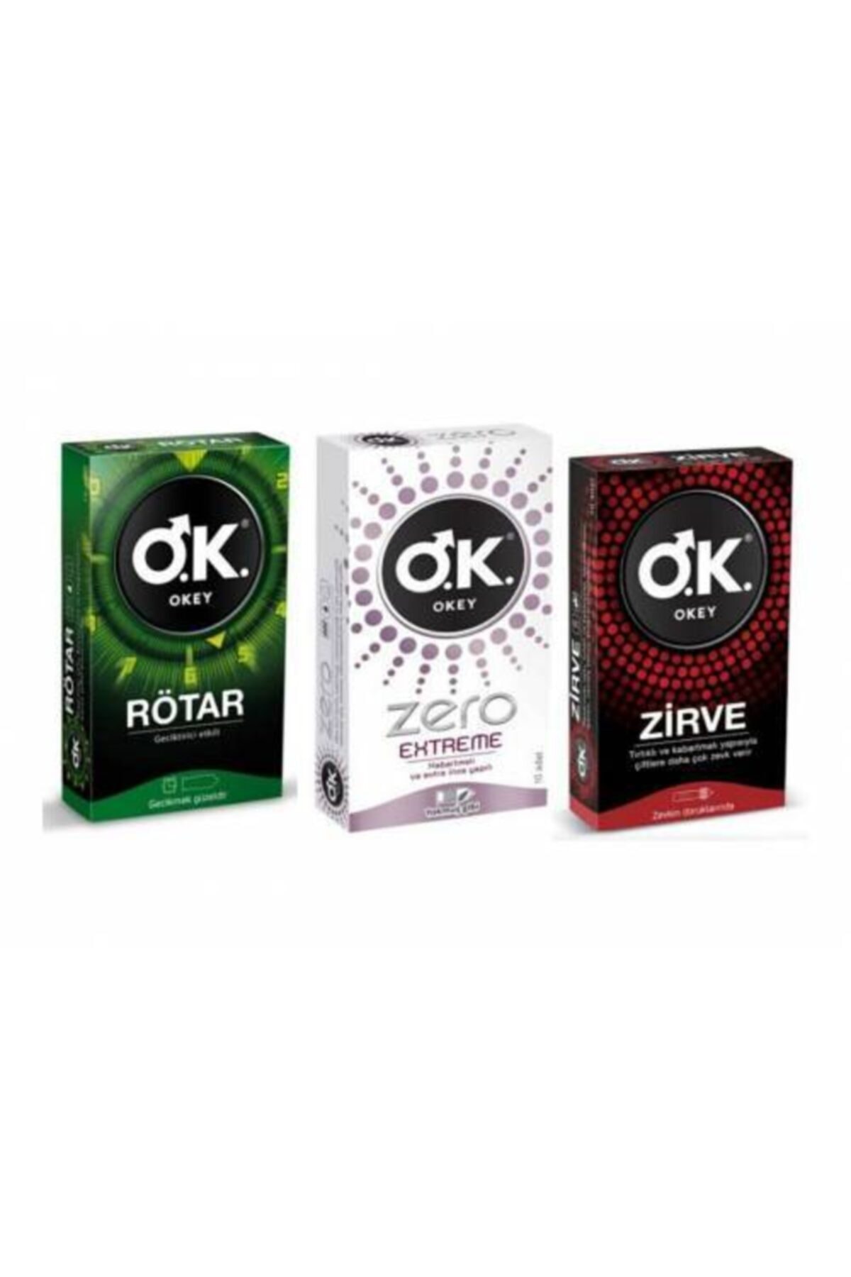 Okey Prezervatif Rötar 10 Lu + Zero Extreme 10 Lu + Zirve 10 Lu