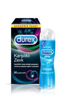 Durex Prezervatif Karşılıklı Zevk 20'li + Kayganlaştırıcı Jel Play Çilek Hazzı 50 ml