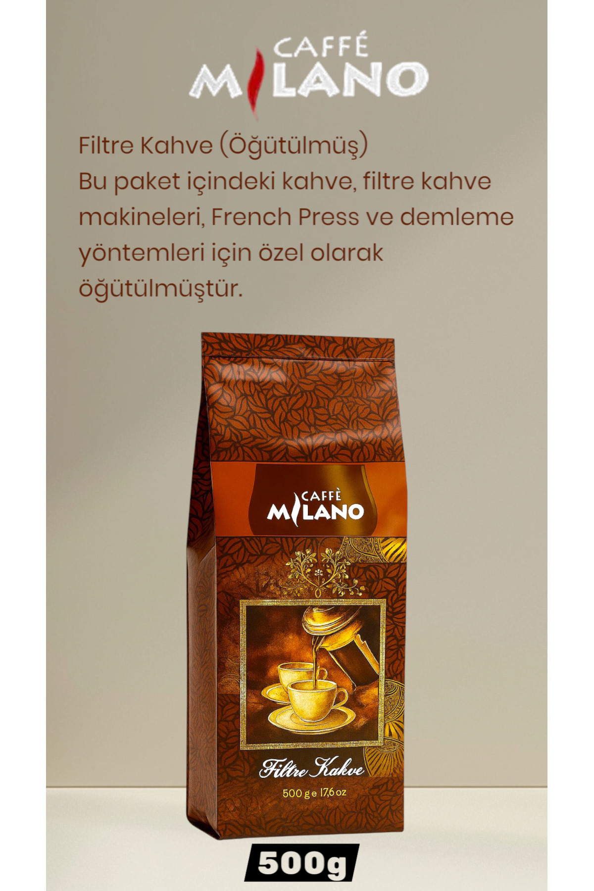 Caffe Milano Filtre Kahve 500 gram (ÖĞÜTÜLMÜŞ) - Görsel 2