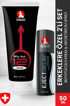 SAMURAY Muhteşem Gecelerin Anahtarı Büyütücülü Krem + Geciktiricili Sprey 2'Li Set