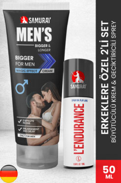 SAMURAY Avrupa'dan İthal Penis Büyütücülü Geciktiricili Krem Sprey Seti