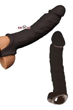 Erofoni Ucu 8 Cm Dolgulu Erofoni 22 Cm Uzatmalı Ultra Süper Realistik Siyah Zenci Kaliteli Penis Kılıfı