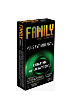 YAŞARLAR FAMILY KAYGANLAŞTIRICILI PREZERVATİF PLUS ESTIMULANTE KABARTMA VE HALKA YÜZEYLİ 12'li 1 ADET