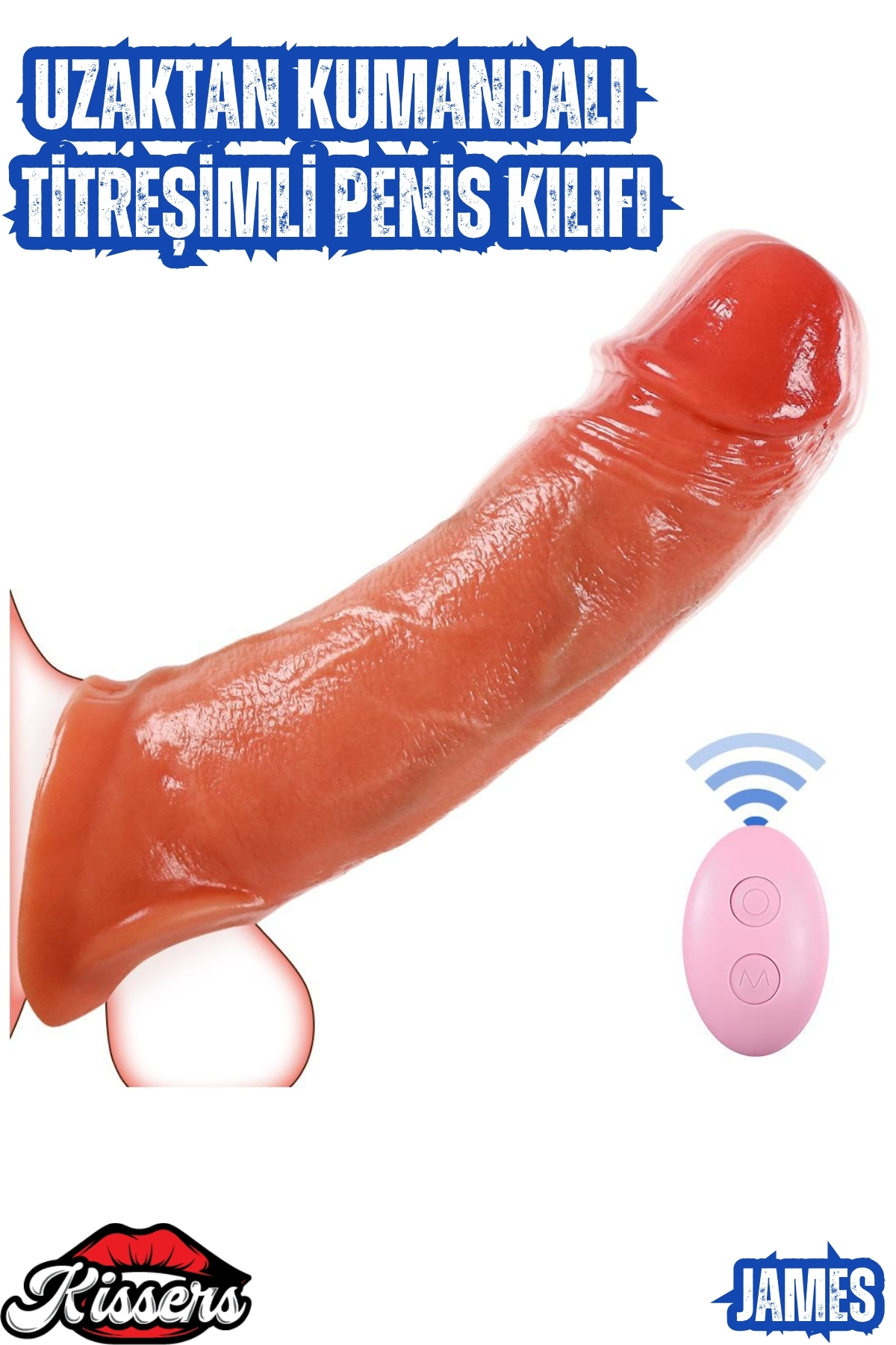 Kissers Uzaktan Kumandalı Şarjlı Güçlü Titreşimli Ultra Gerçekçi Damarlı Doku Uzatmalı Penis Kılıfı James