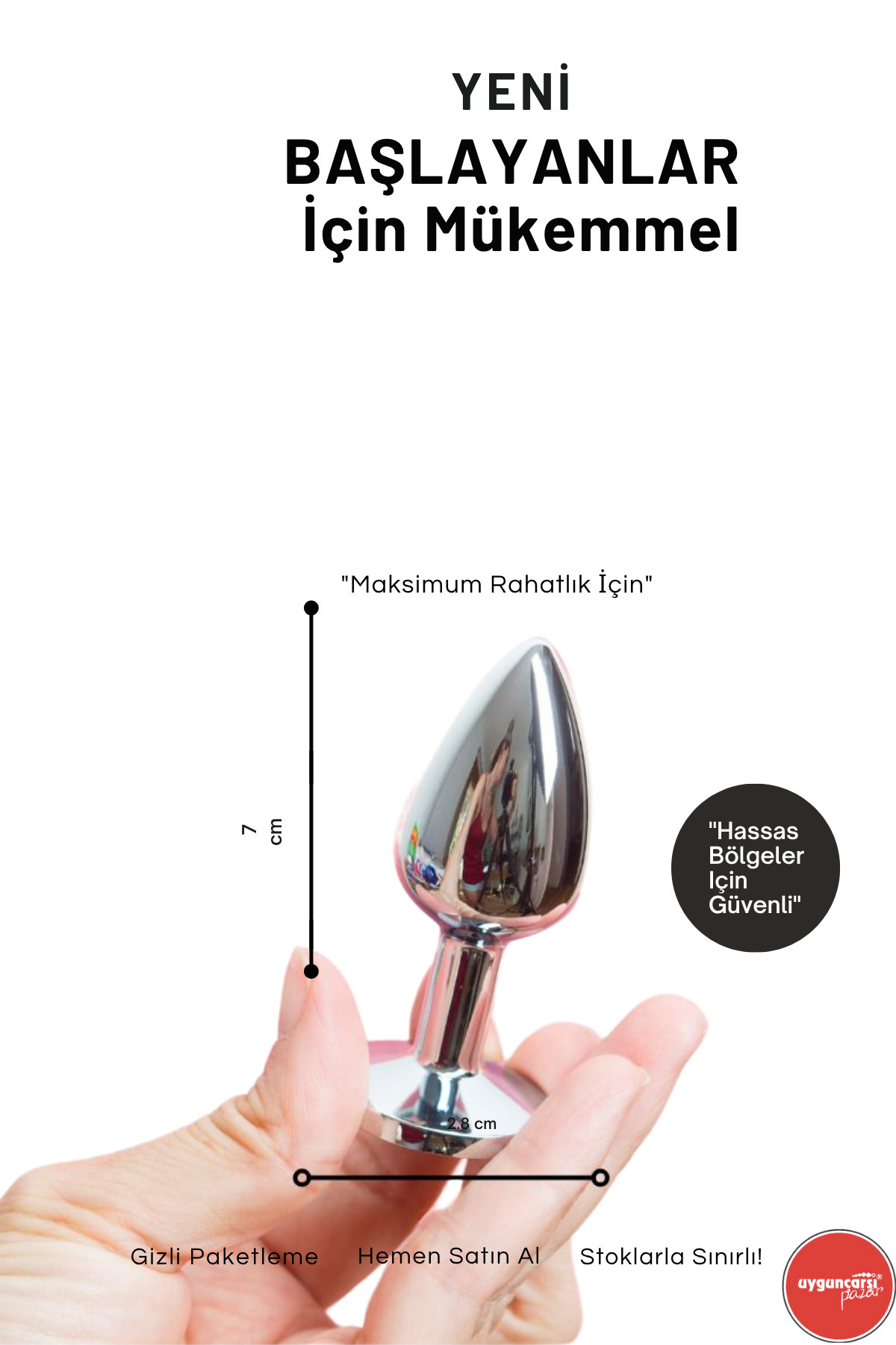 megaw Kayganlaştırıcı Jel & Metal Anal Plug 7CM Kesesi ile Birlikte - Görsel 3
