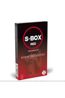 S-Box S box PREZERVATİF red kırmızı kabartma yüzeyli