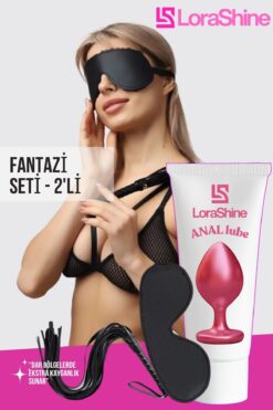 LoraShine Kadınlara özel ters ilişki jeli 100 ml ve 2’li siyah fantezi aksesuar seti