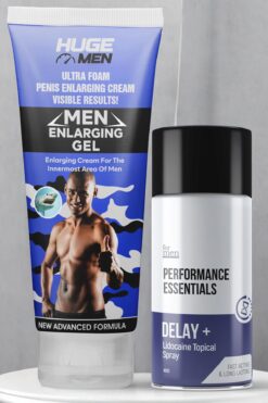 HUGE MEN Güç ve Uzun Süreli Etki için 50ml Büyütücülü Krem ve 45ml Geciktirmeye Yardımcı Sprey