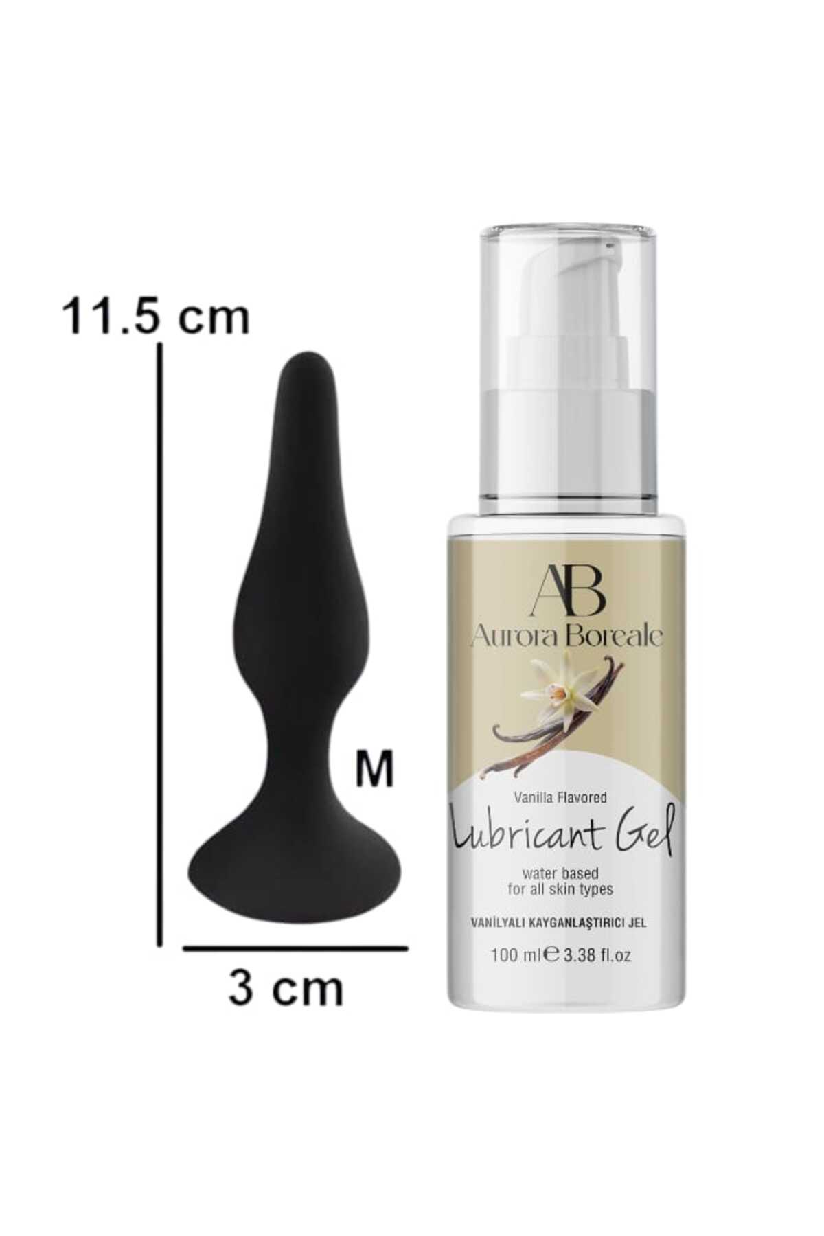 AuroraBoreale Vanilyalı Lubricant Jel M Beden Siyah Renk Plug 100 Ml Lubricant Jel