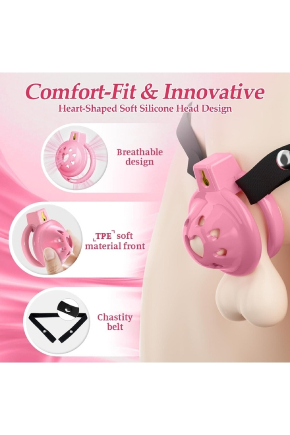 Elisium Kalp Şeklinde Silikon Penis Kilidi/Kafesi Small - Görsel 2