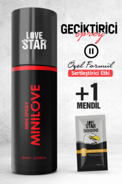 Love Star 15ml Geciktirmeye Yardımcı Sprey ve 1 Adet Tek Kullanımlık Mendil Geciktiricili Set