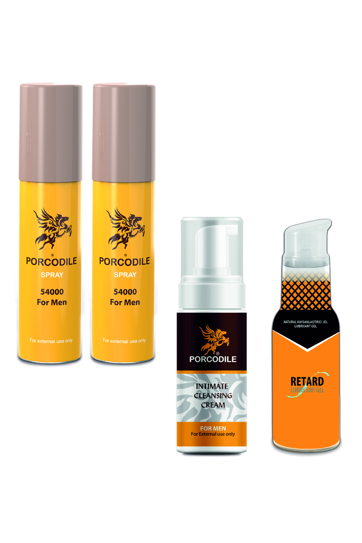 Porcodile 2 Adet Sprey - For Men Krem Ve Retard Glide Kayganlaştırıcı Jel