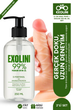 EXOLİNİ kayganlaştırıcı jel 250 ml + 12 cm anal yapay penis – gerçek doku, uzun deneyim