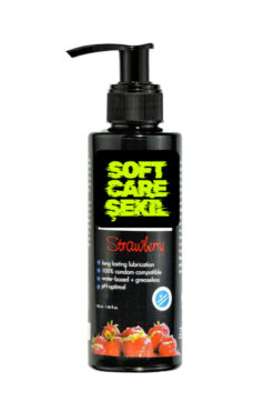 softcare şekil Softcaare Şekil Strawberry Aromalı Kayganlaştırıcı Jel–Su Bazlı, Uzun Süre Etkili pH Dengeli. 150 ml
