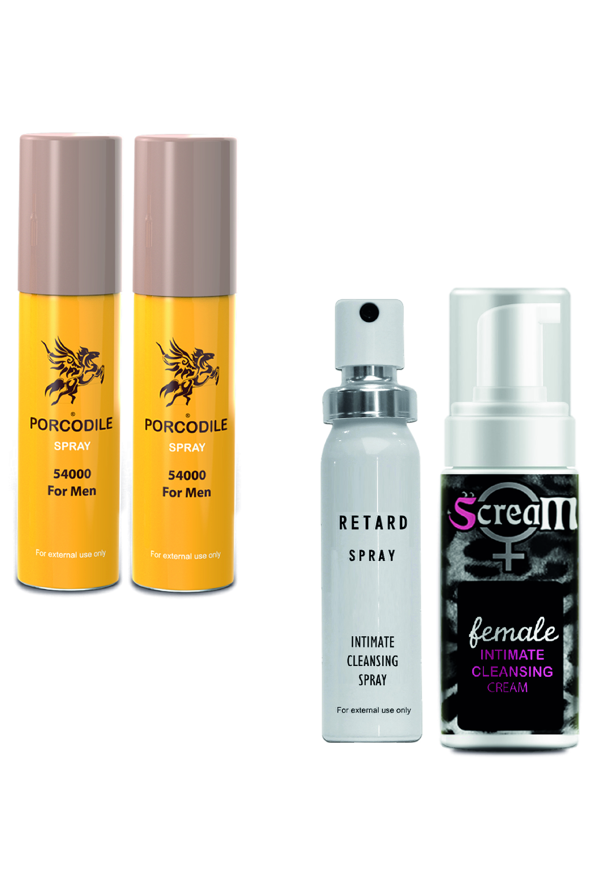 Porcodile 2 Adet Sprey - Retard For Men Sprey Ve Scream Female Krem